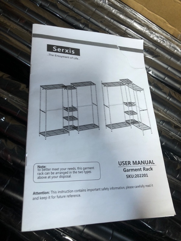 Photo 2 of ***NONFUNCTIONAL - MISSING MOST OF THE PARTS***
Serxis Heavy Duty Clothes Rack, Metal Garment Rack, 67.0"L x 13.8"W x 75.6"H Black