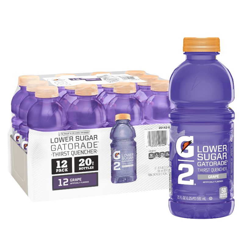 Photo 1 of (12 Bottles) Gatorade G2 Thirst Quencher Low Calorie Sports Drink Grape 20 Fl Oz
