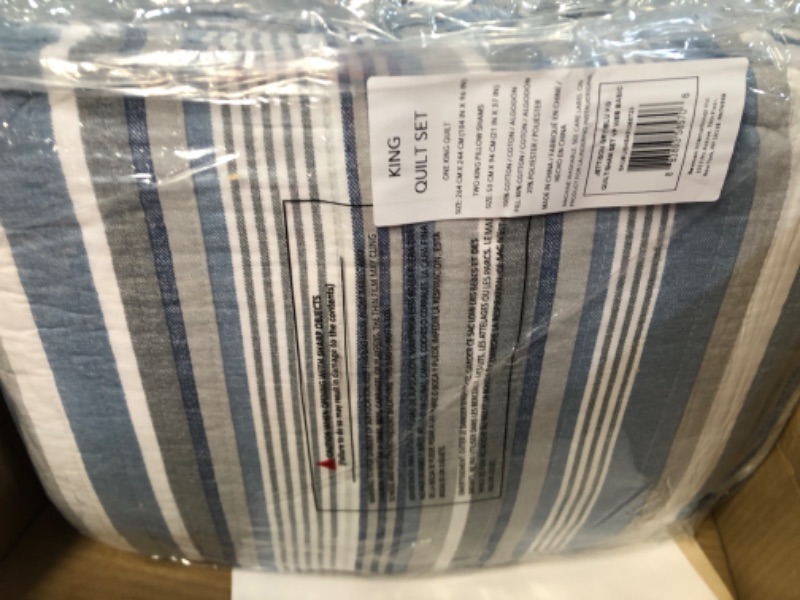 Photo 2 of **SEE NOTES**
Nautica Quilt Set All Season Cotton Bedding with Matching Sham, Grey/Blue