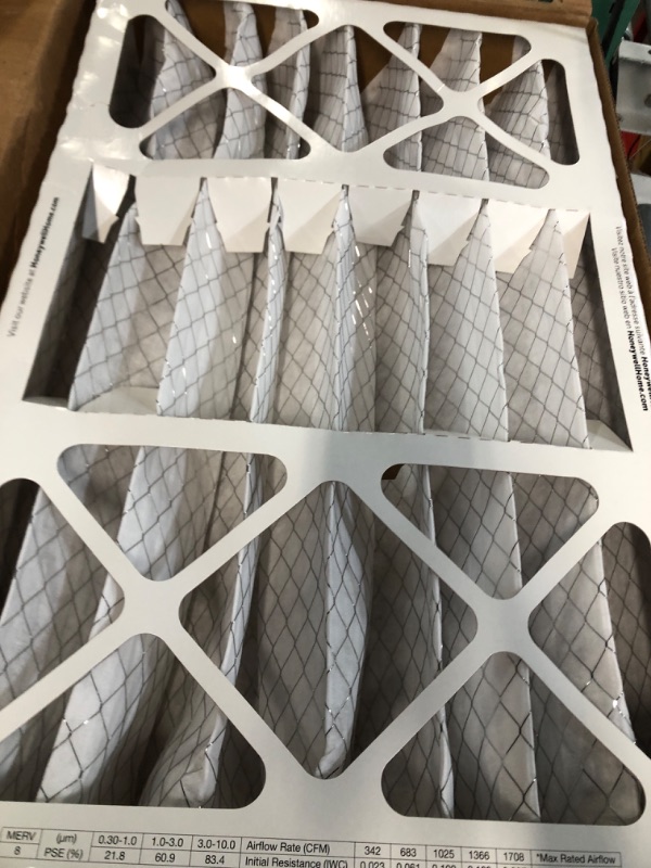 Photo 2 of **DAMAGED/WARPED** Honeywell Home 16x25x4 MERV 8, AC Furnace Air Filter, 1 PACK 