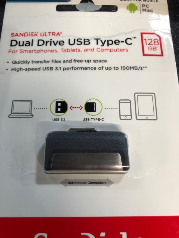 Photo 2 of SanDisk 128GB Ultra Dual Drive USB Type-C - USB-C, USB 3.1 - SDDDC2-128G-G46, Gray