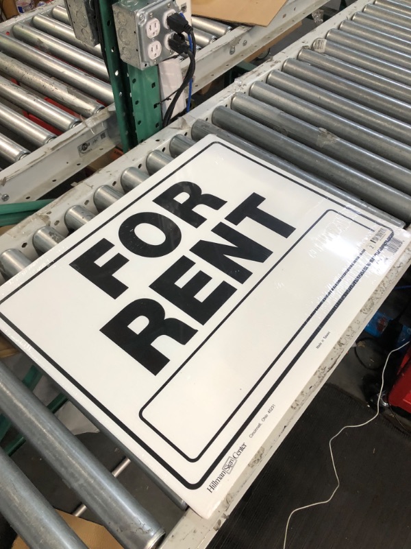 Photo 2 of Hillman 840052 For Rent Sign with Space for Fill In includes H-Wire Mounting Bracket, White and Black Corrugated Plastic, 20x24 Inches