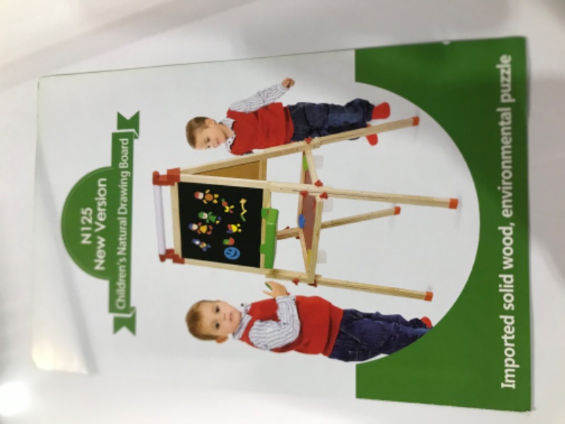 Photo 3 of Amagoing Easel for Kids, 3 in 1 Wooden Magnetic Chalkboard and Dry Erase Board for Toddler Art Easel