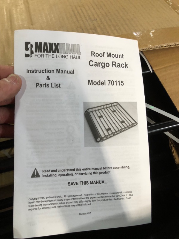 Photo 2 of MaxxHaul 70115 46" x 36" x 4-1/2" Roof Rack Rooftop Cargo Carrier Steel Basket, Car Top Luggage Holder for SUV