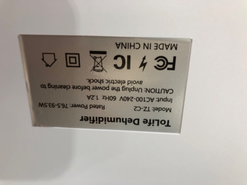 Photo 2 of **UNABLE TO TEST**
Dehumidifier, ToLife Dehumidifiers for Room, 95 OZ Water Tank, (950 sq.ft) Dehumidifiers with Auto Shut Off, 7 Colors LED Light, White