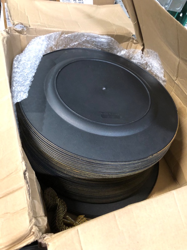 Photo 1 of **USED**
Tanlade 100 Pcs Charger Plates Set Bulk Include 50 Plastic Plate Chargers and 50 Napkin Rings 13" Round Wedding Chargers (Gold)