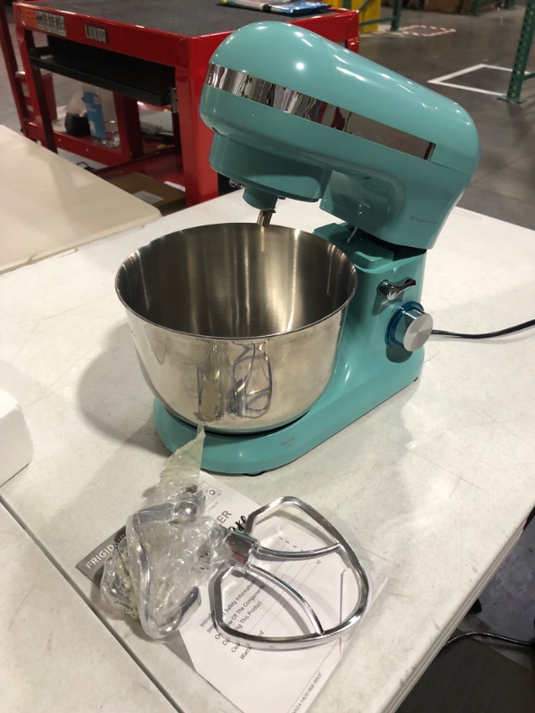 Photo 3 of **FOR PARTS OR REPAIR**SEE NOTES**
 Frigidaire 4.5 Liter 8 Speed Electric Countertop Stand Mixer Blue