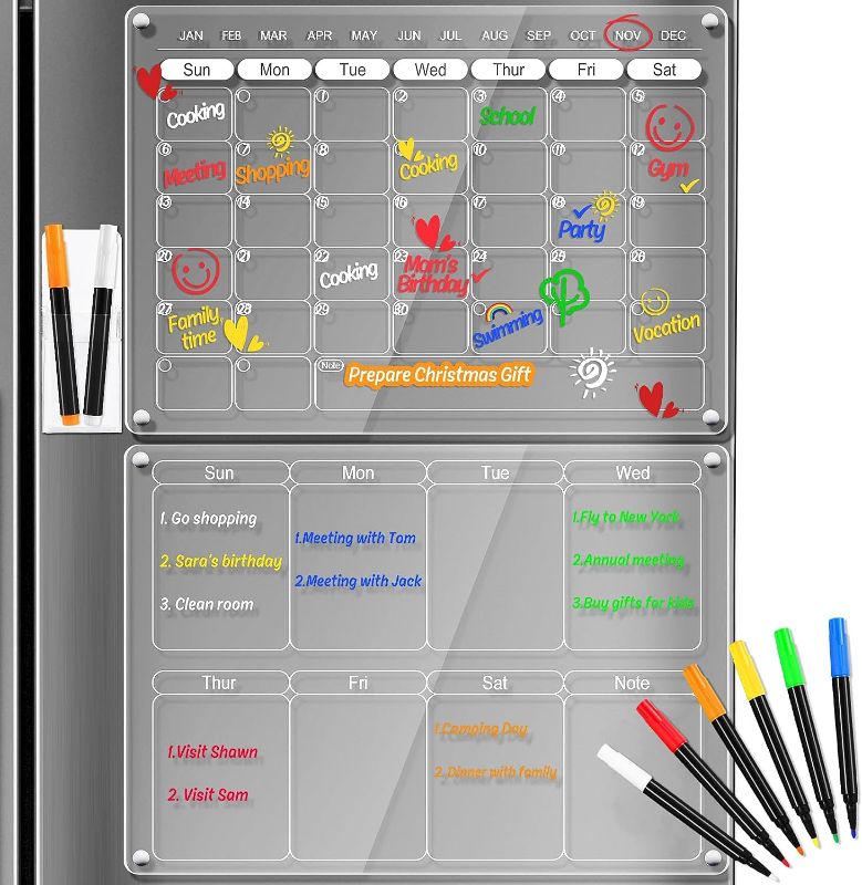 Photo 1 of * weekly planner * see images * no markers *
 Acrylic Magnetic Fridge Calendar & Weekly Planner