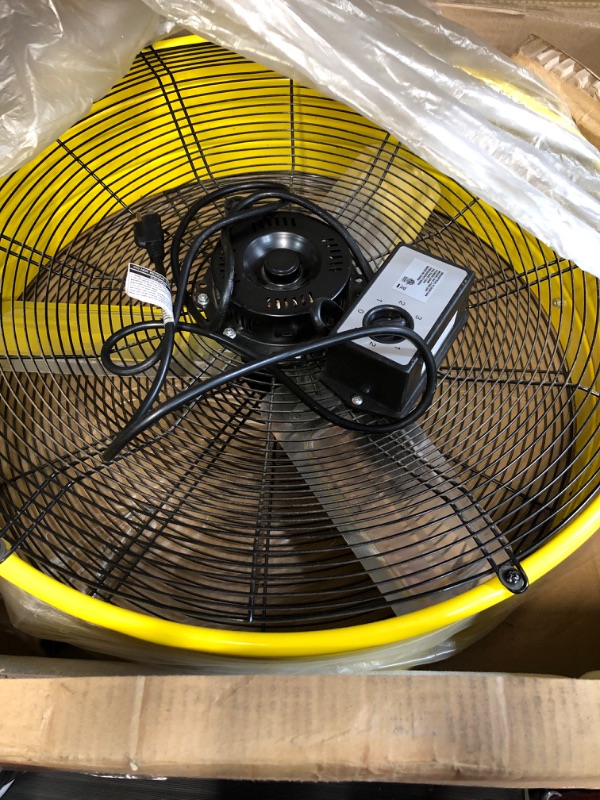 Photo 2 of *FOR PARTS ONLY* Tornado - 24 Inch High Velocity Heavy Duty Tilt Metal Drum Fan Yellow