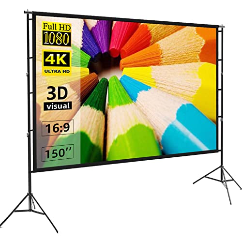 Photo 1 of Projector Screen and Stand,Towond 120 inch Outdoor Projection Screen, Portable 16:9 4K HD Rear Front Movie Screen with Carry Bag Wrinkle-Free Design for Home Theater Backyard Cinema 120'' with stand