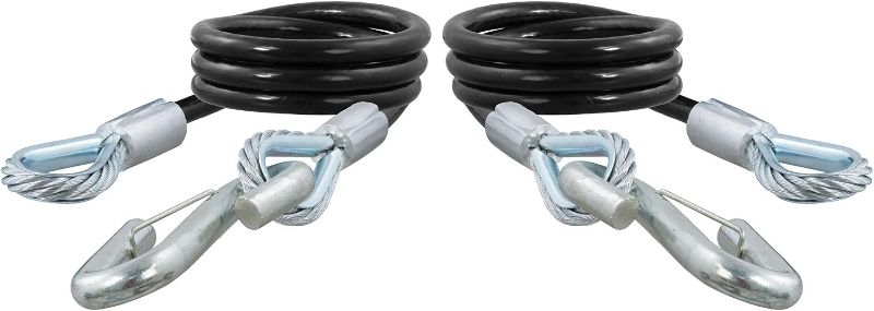 Photo 1 of CURT 80176 44-Inch Vinyl-Coated Trailer Safety Cables, 17/32-In Snap Hooks, 7,500 lbs Break Strength
