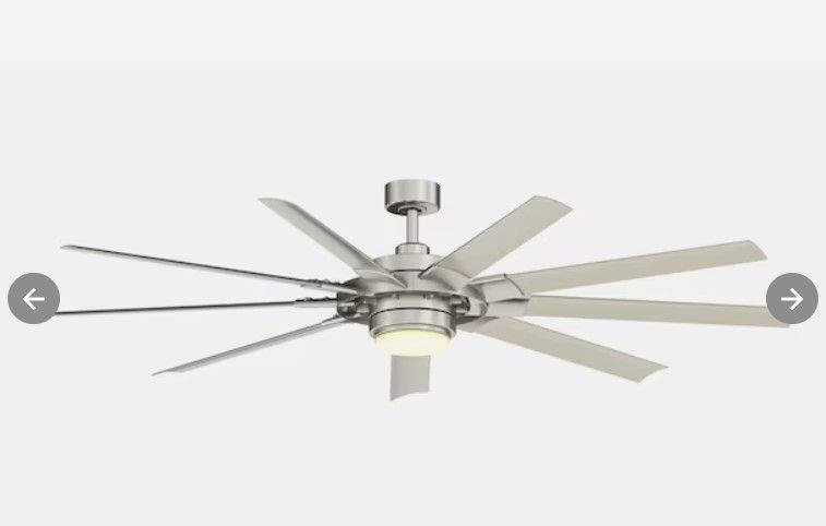 Photo 1 of **FOR PARTS ONLY**  Fanimation Studio Collection Slinger v2 72-in Brushed Nickel Color-changing LED Indoor/Outdoor Ceiling Fan with Light Remote (9-Blade)
