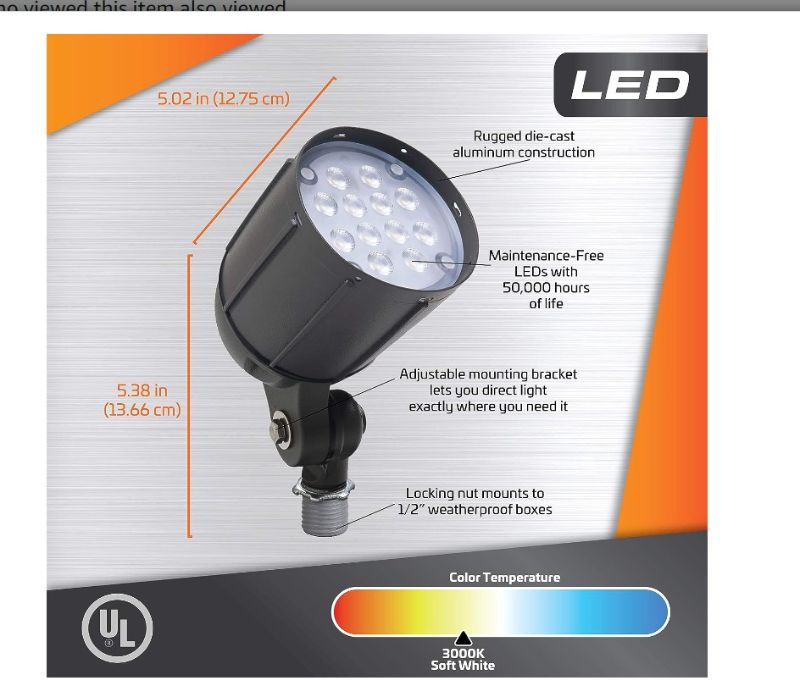 Photo 1 of 12-Watt Outdoor LED Flood Light, Weatherproof, Bronze. for use in Flagpole, Flood, Backyards, Playgrounds, and Landscape Lighting Applications
