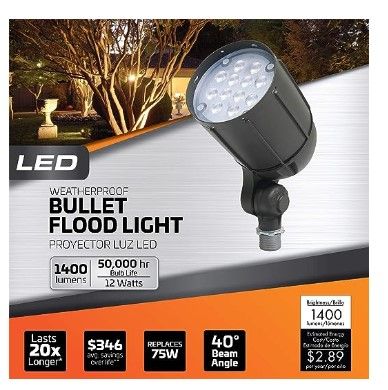 Photo 1 of 12-Watt Outdoor LED Flood Light, Weatherproof, Bronze. for use in Flagpole, Flood, Backyards, Playgrounds, and Landscape Lighting Applications
