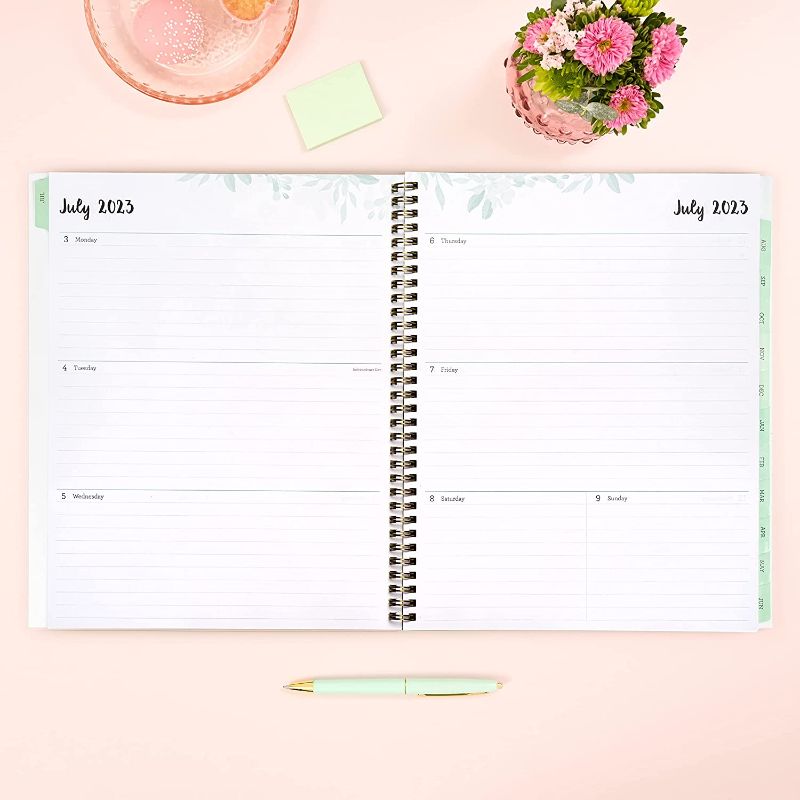 Photo 2 of Blue Sky 2023-2024 Academic Year Weekly and Monthly Planner, 8.5" x 11", Frosted Flexible Cover, Wirebound, Laurel (144723) 8.5" x 11" New Edition