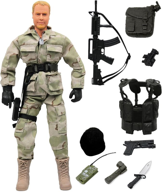 Photo 2 of Click N' Play 12-Inch Action Figures Military Ranger Swat | Action Figure Stand, Army Action Figures, Toy Weapons | Toy Soldiers, World Peacekeepers, Army Guys, Elite Force | Soldier Toys for Boys