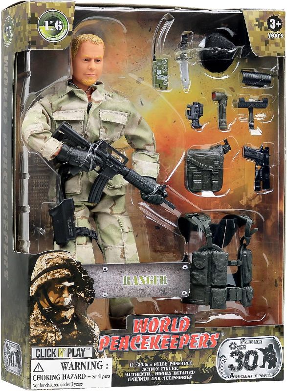 Photo 1 of Click N' Play 12-Inch Action Figures Military Ranger Swat | Action Figure Stand, Army Action Figures, Toy Weapons | Toy Soldiers, World Peacekeepers, Army Guys, Elite Force | Soldier Toys for Boys