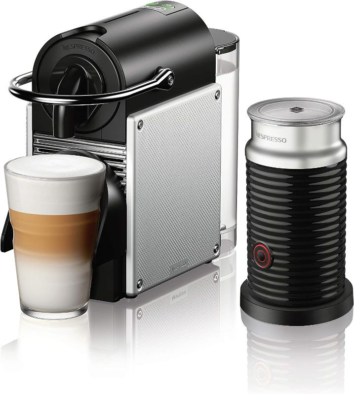 Photo 1 of Nespresso Pixie Coffee and Espresso Machine by De'Longhi with Milk Frother, Aluminum Machine + Aero Aluminum