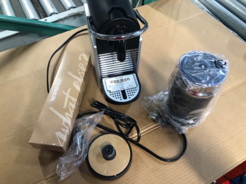 Photo 1 of Nespresso Pixie Coffee and Espresso Machine by De'Longhi with Milk Frother, Aluminum Machine + Aero Aluminum