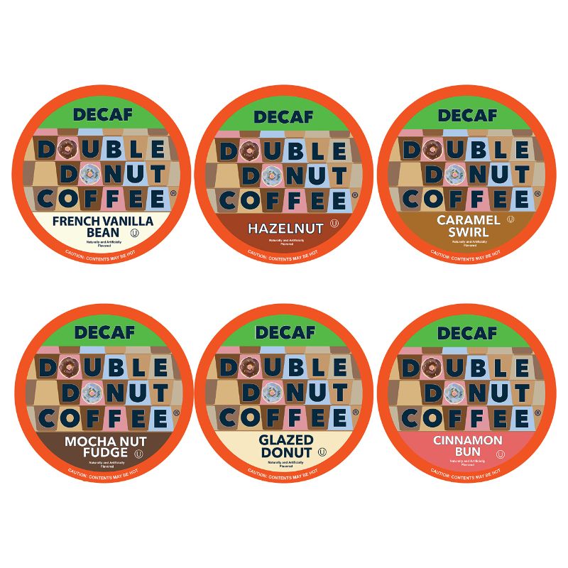 Photo 2 of Double Donut Decaf Flavored Coffee Variety Pack-6 Traditional Flavors 24 Count