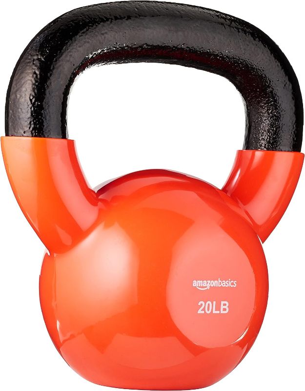 Photo 1 of *damaged* Amazon Basics Vinyl Kettlebell - 20 Pounds, Orange 