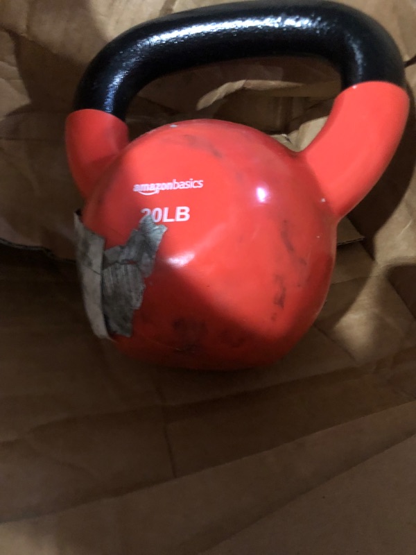 Photo 3 of *damaged* Amazon Basics Vinyl Kettlebell - 20 Pounds, Orange 