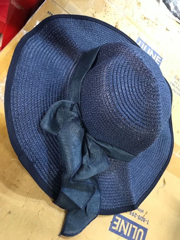 Photo 1 of WOMEN'S BEACH STRAW HAT MEDIUM BLUE
