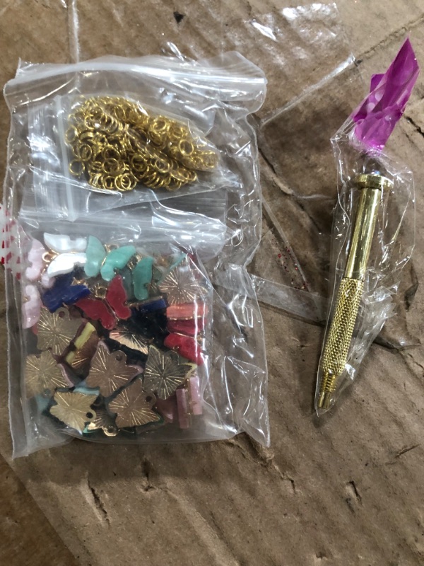 Photo 1 of 249 Pieces Dangle Nail Piercing Charms Set, Nail Art Piercing Tool Hand Drill and Acrylic Butterfly Enamel DIY Pendants