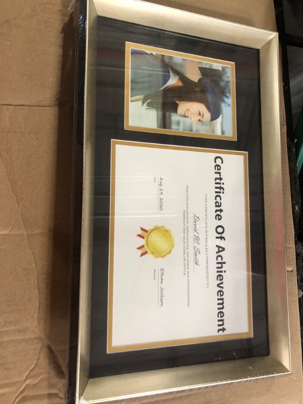 Photo 2 of 11x19.5 Diploma Frame with Black Over Gold Double Mat