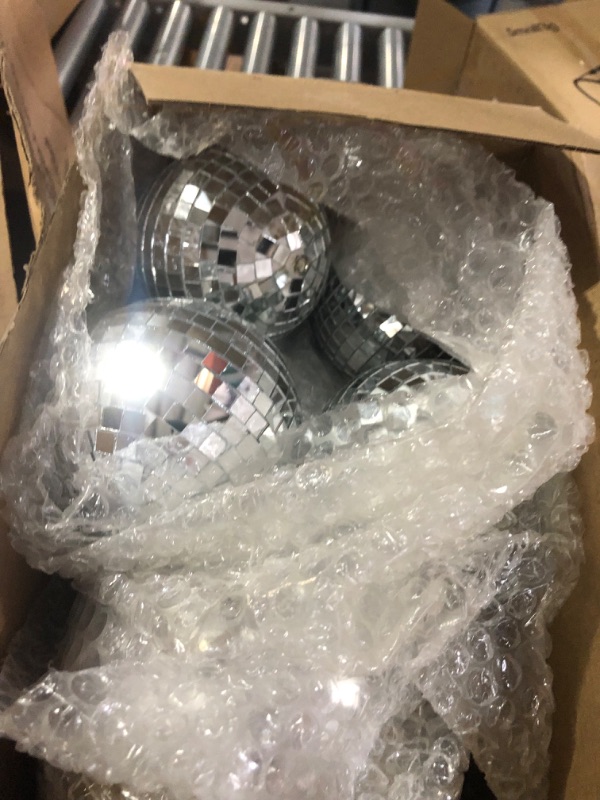 Photo 2 of 8 Pcs Large Disco Ball Set Silver Mirror Disco Balls 