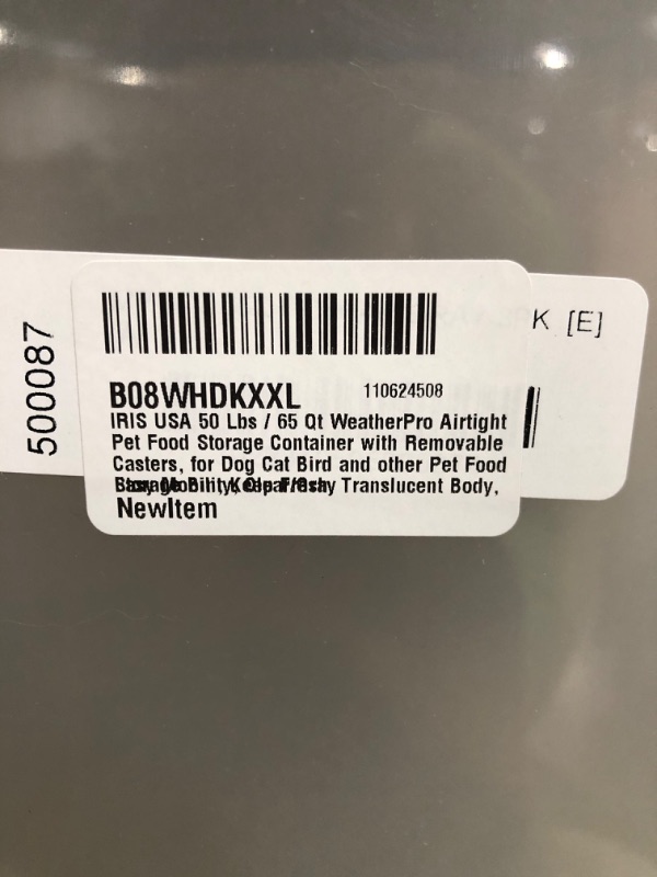 Photo 3 of * see all images *
IRIS USA 50 Lbs / 65 Qt WeatherPro Airtight Pet Food Storage Container with Removable Casters