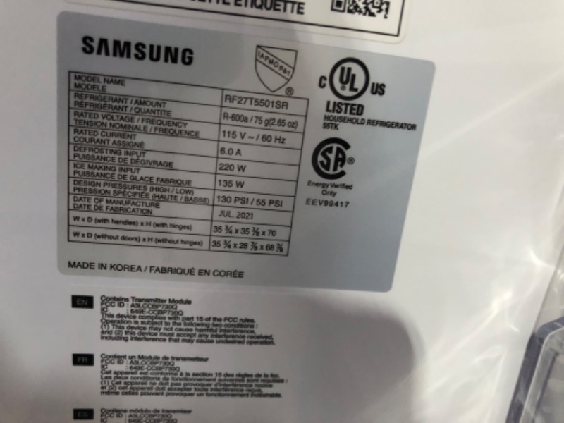 Photo 12 of [Minor Damage] Samsung 3-Door Family Hub French Door Smart Refrigerator Stainless Steel