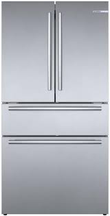 Photo 1 of Bosch 800 Series 21-cu ft 4-Door Counter-depth French Door Refrigerator with Ice Maker (Stainless Steel) 