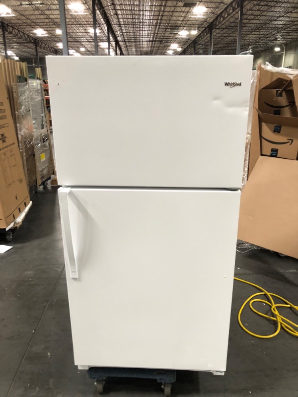 Photo 2 of [Minor Damage] Whirlpool 20.5-cu ft Top-Freezer Refrigerator (White)