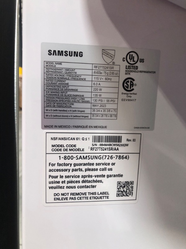 Photo 7 of [Minor Damage] Samsung 27.0 Cu. Ft. Fingerprint Resistant Stainless Steel 3-Door French Door Refrigerator
