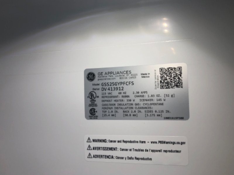 Photo 2 of [Minor Damage] GE 36" 25.3 cu ft Side by Side Refrigerator - Fingerprint Resistant Stainless Steel
