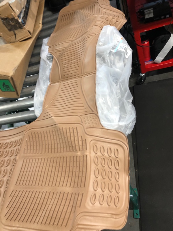 Photo 1 of BDK ProLiner Heavy Duty Rubber Floor Mats for Auto - All Weather Protection Liners 3 PC Set (Tan Beige)