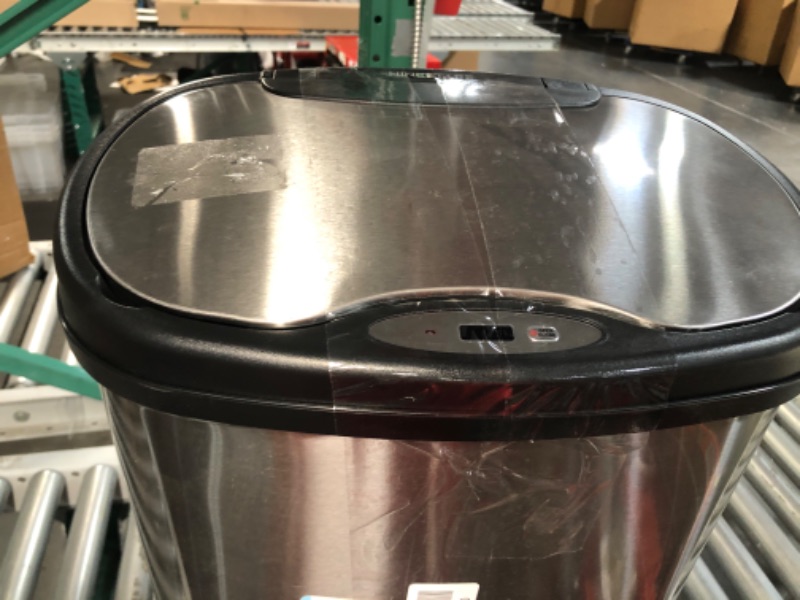 Photo 3 of **UNABLE TO TEST** Ninestars DZT-50-13 Automatic Touchless Motion Sensor Oval Trash Can 13 Gal. 50 L Stainless Steel