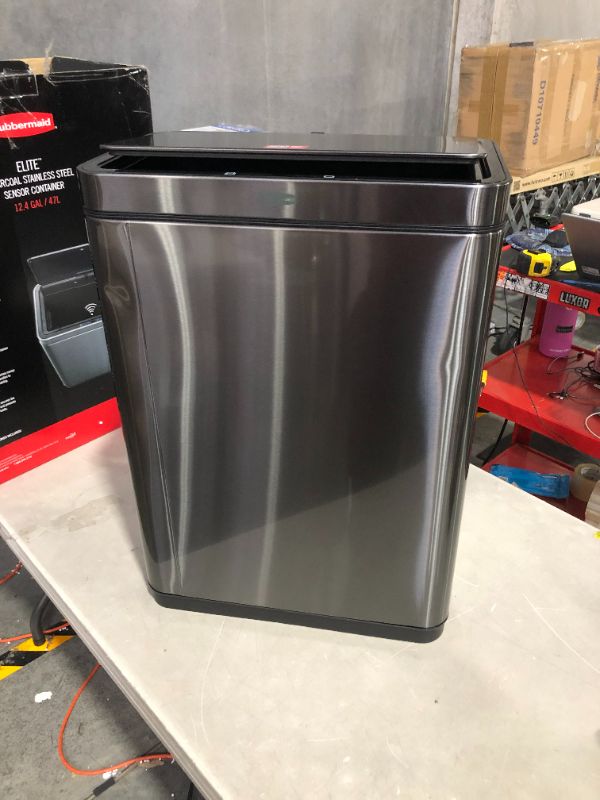 Photo 6 of ***NONFUNCTIONAL - SEE NOTES***
Rubbermaid Elite Stainless Steel Sensor Trash Can 12.4 Gallon, Charcoal