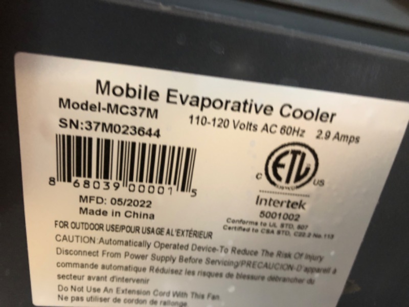 Photo 3 of **see notes** Hessaire MC37M Portable Evaporative Cooling Fan