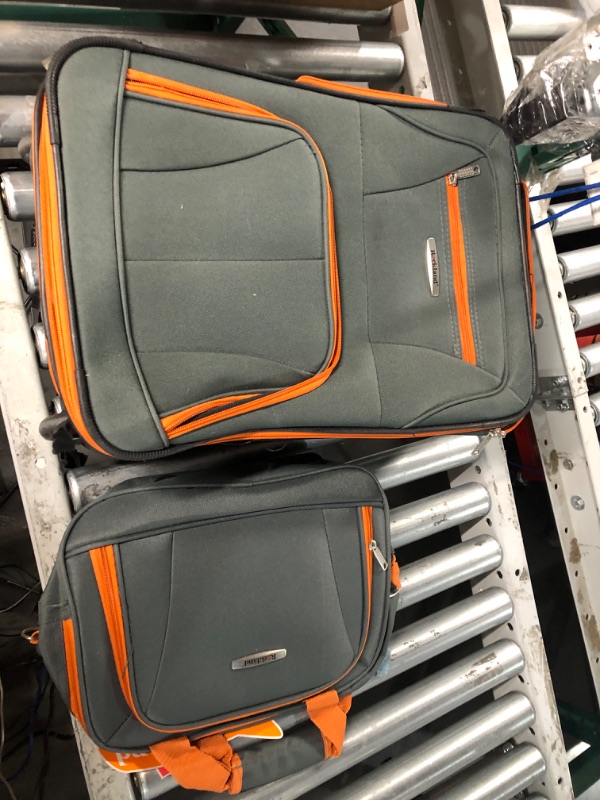 Photo 2 of * item has large tear * see images * bottom zipper missing * no second bag *
Rockland Fashion Softside Upright Luggage Set, Charcoal