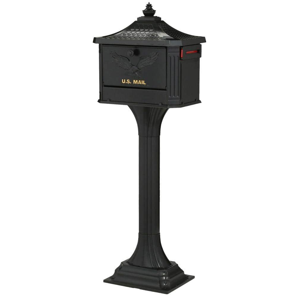 Photo 1 of *Used* Architectural Mailboxes Pedestal Black, Large, Aluminum, Locking, All-in-One Mailbox and Post Combo, Blacks
