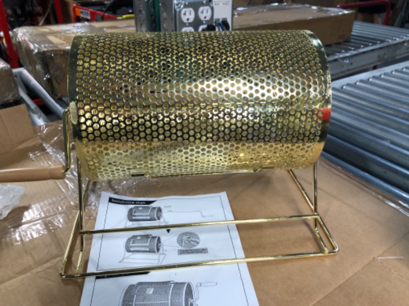 Photo 2 of VGMiu Small Raffle Drum Plated Brass Metal Raffle Ticket Basket Lottery Spinning Drawing with Wooden Turning Handle(Holds 3,000 Tickets) S 14.8"(L) x 10.6"(W) x 11.2"(H) Gold-s