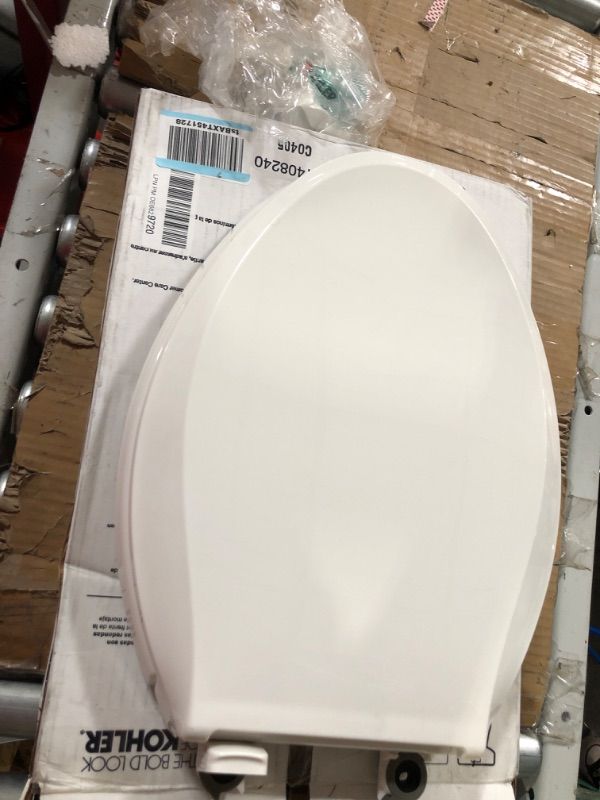 Photo 3 of **damaged**KOHLER 4636-RL-0 Cachet ReadyLatch Quiet Close Elongated Toilet Seat, White Ready Latch Elongated White