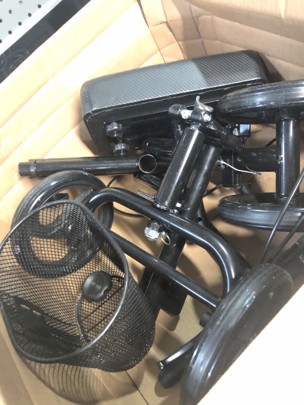 Photo 1 of * USED* 
Steerable Knee Walker with Basket–Compact, Knee Scooter with Black Padded Rest for The Right or Left Leg, 300 Pound Weight Capacity BLACK 