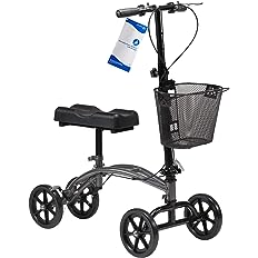Photo 1 of * USED* 
Steerable Knee Walker with Basket–Compact, Knee Scooter with Black Padded Rest for The Right or Left Leg, 300 Pound Weight Capacity BLACK 