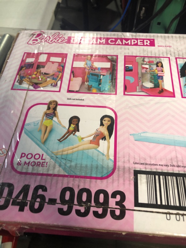 Photo 3 of Barbie Camper, DreamCamper Toy Playset with 60+ Barbie Accessories and Furniture Pieces, 7 Play Areas Including Pool and Slide