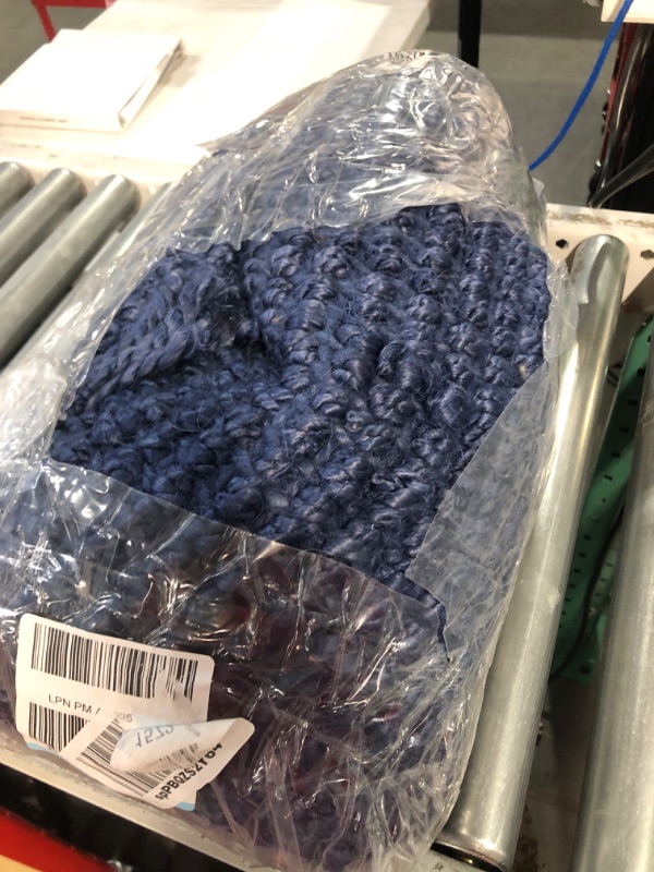Photo 1 of * USED * 
nuLOOM Hand Woven Chunky Natural Jute Farmhouse Area Rug, 3' x 5', Navy Blue 3' x 5' Navy Blue