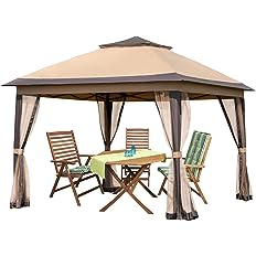Photo 1 of * DAMAGED * 
Pamapic 11x11 Outdoor Pop up Gazebo for Patios / BROWN 