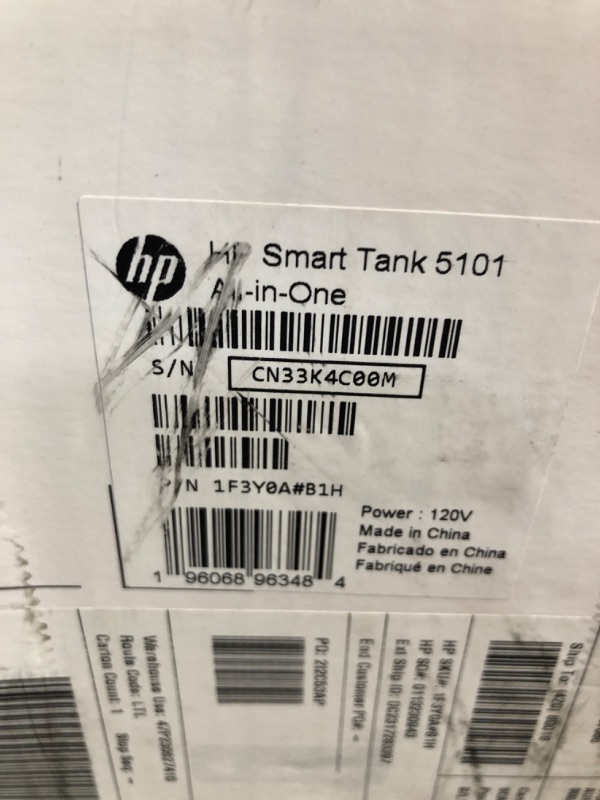 Photo 2 of * printer cartridges are damaged * sold for parts or repair *
HP Smart-Tank 5101 Wireless All-in-One Ink-Tank Printer with up to 2 Years of Ink Included (1F3Y0A),White